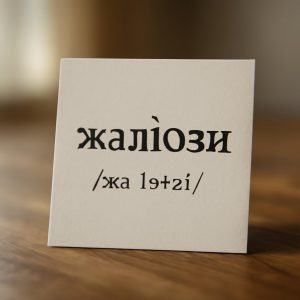 Иллюстрация правильного ударения в слове жалюзи с фонетической разметкой